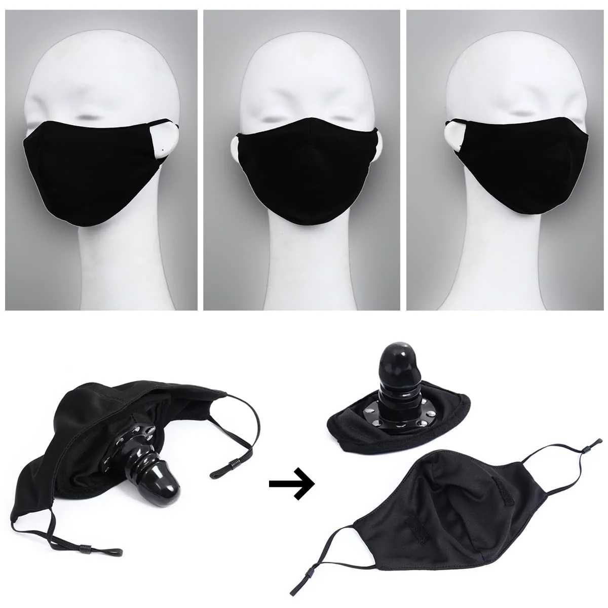 SM Mask Dildo Ball Mask Gag - Image 5