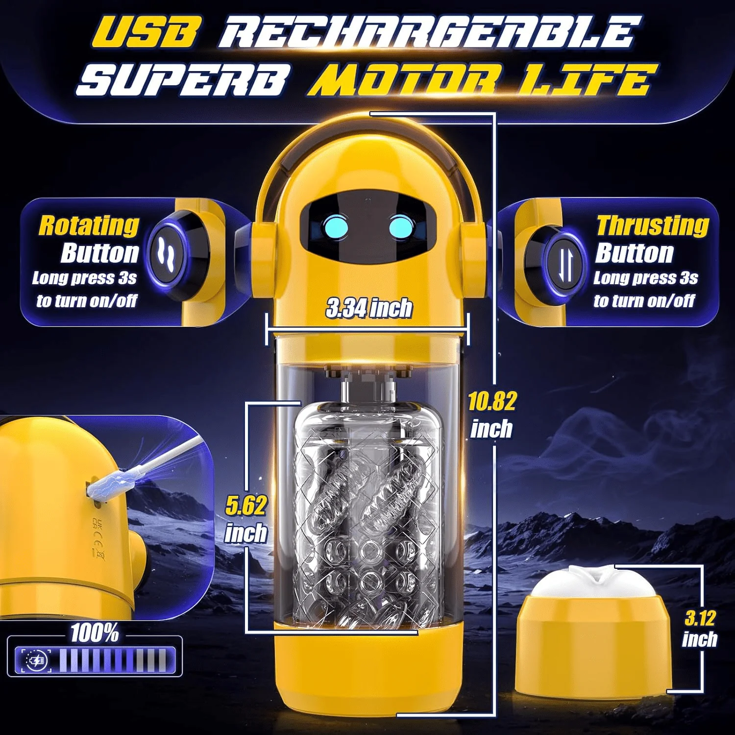 Spaceman 2 in 1 Automatic 7 Telescopic 7 Rotating Male Masturbator - Image 6