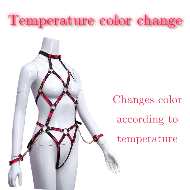 Temperature-Sensitive Color Change BDSM Leather Bondage Suit With Handcuffs - Image 5