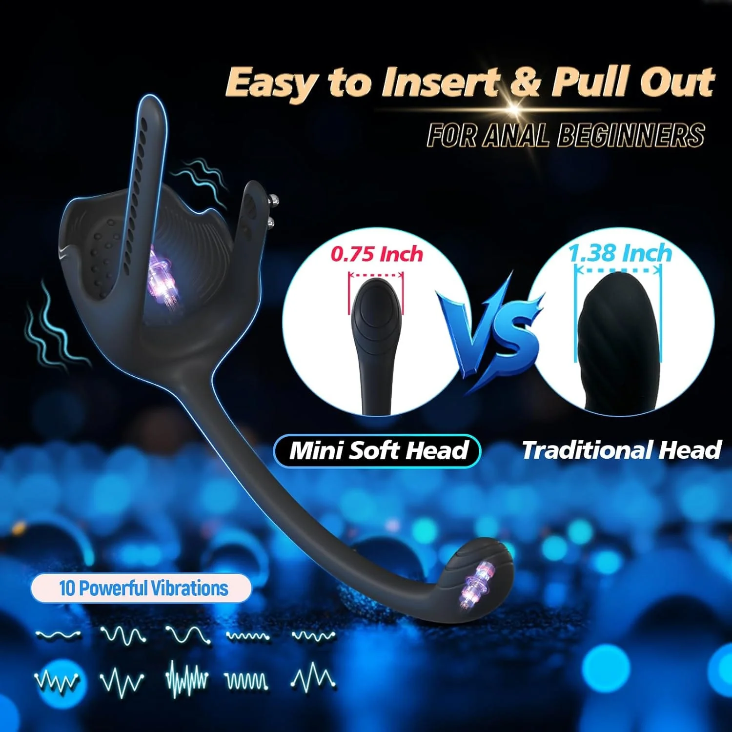 3-in-1 Vibrating Testicle Taint Anal Stimulator with Adjustable Vibrating Cock Ring - Image 3