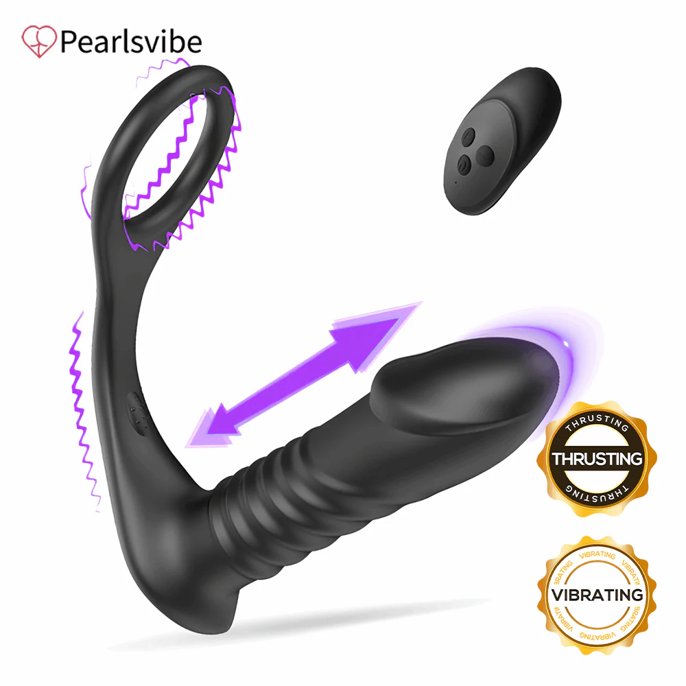 10 Thrilling Vibration 3 Thrusting Silicone Remote Control Cock Ring Anal Vibrator - Image 8