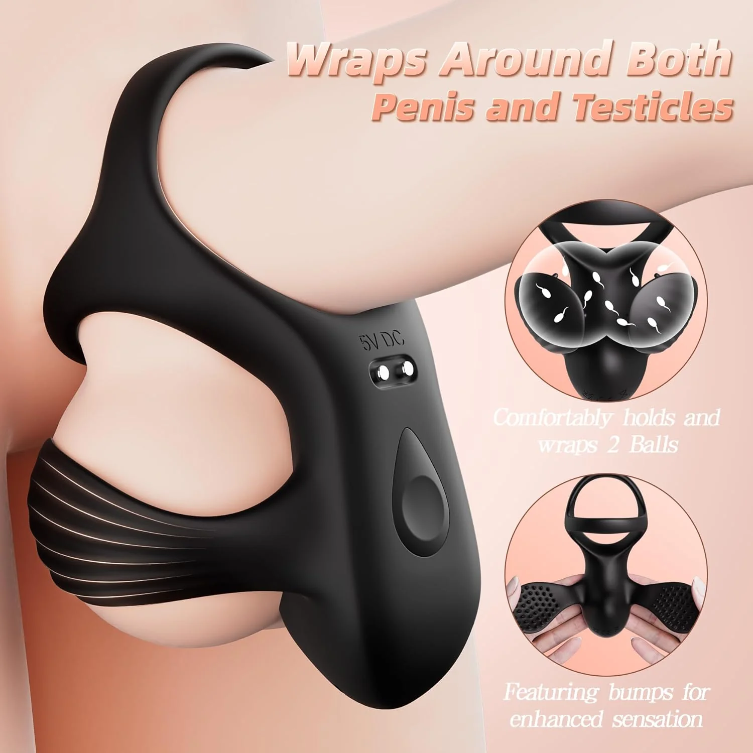 Vibrating Cock Ring with Ball Wrap - Image 3