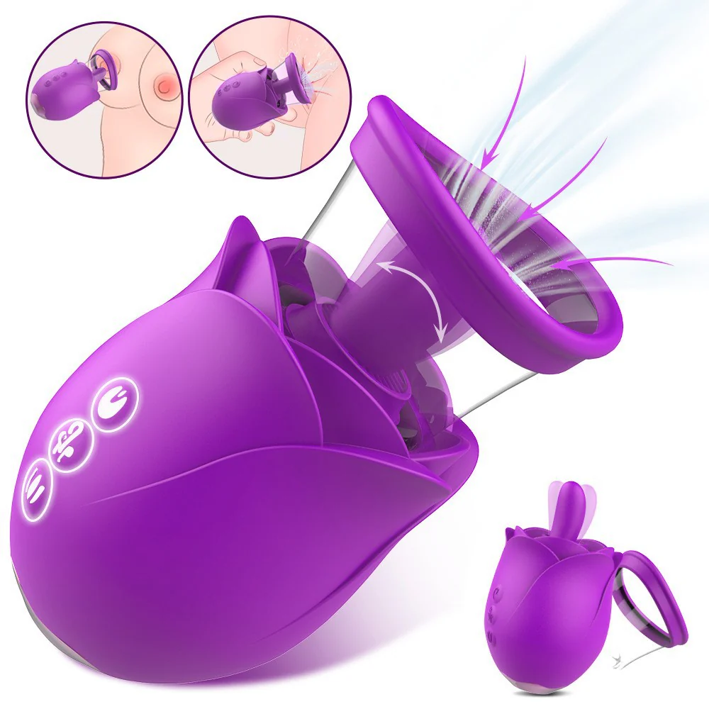 Vortex - Purple Rose Sucking Licking Vibrator With Detachable Cup - Image 7